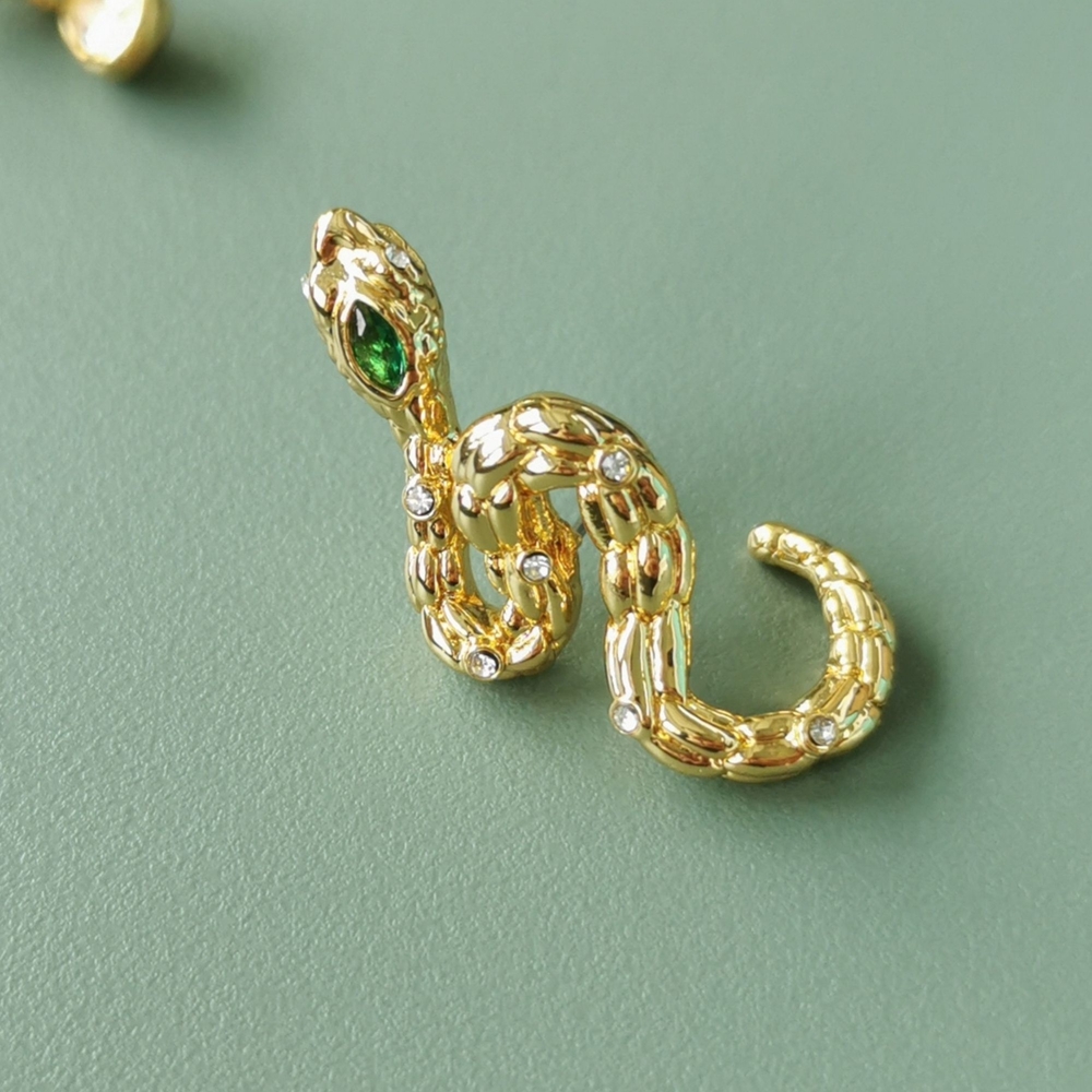 🍓Authentic Alexis Bittar Aquatic Dreams Snake Gold Green Crystal Earrings